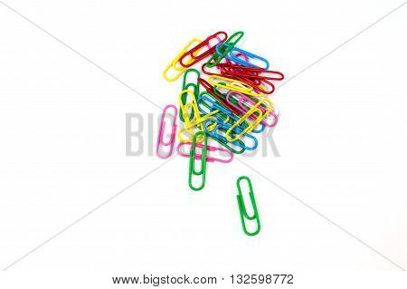 Paper clips colorful isolated on white background