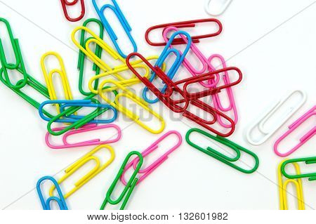 Paper clips colorful isolate on white background