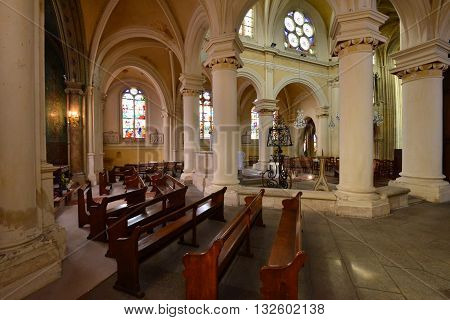 Triel sur Seine France - april 12 2016 : the gothic and renaissance Saint Martin church