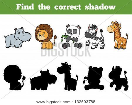 Find The Correct Shadow For Children. Animal Collection