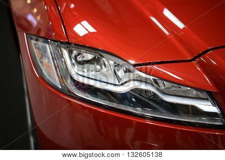 Cracow Poland - May 21 2016: Jaguar Xf Displayed At 3rd Edition Of Moto Show In Cracow Poland. Exhib