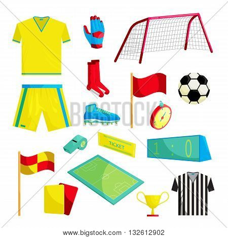 Soccer Icons set in cartoon style isolated on white background