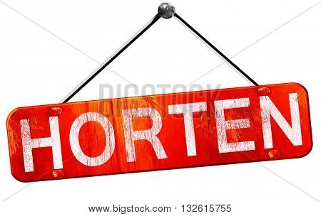 Horten, 3D rendering, a red hanging sign
