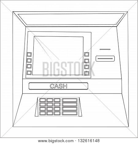 Bankomat vector graphic illustration. ATM machine for operations with money front view.