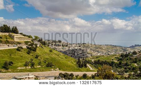 Valley of Hinnom and Silwan - neighborhood on the outskirts of the Old City of Jerusalem, Israel