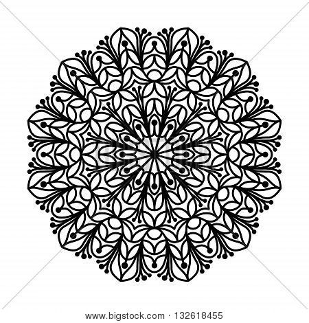 Mandala outline. Line mandala isolated on white background. Anti stress intricate black mandala for anti stress coloring books, cards, stamps, web design and more.