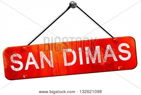 san dimas, 3D rendering, a red hanging sign