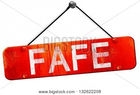 Fafe, 3D rendering, a red hanging sign