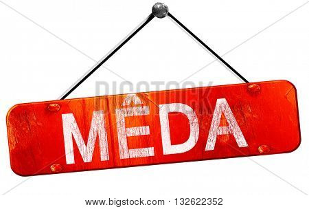 Meda, 3D rendering, a red hanging sign