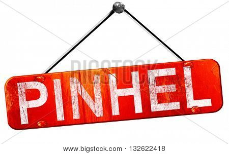 Pinhel, 3D rendering, a red hanging sign