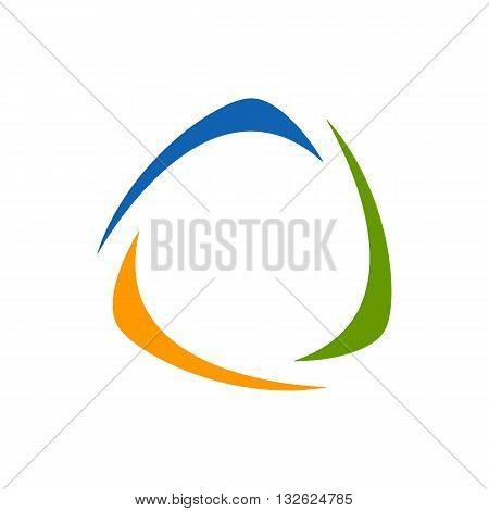 Stylized blue green and orange boomerang logo vector illustration isolated on white background.