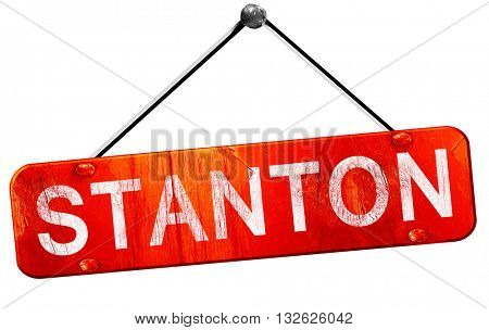 stanton, 3D rendering, a red hanging sign