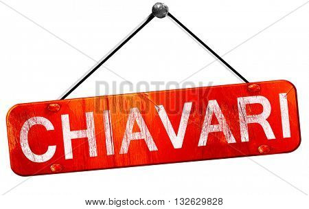 Chiavari, 3D rendering, a red hanging sign