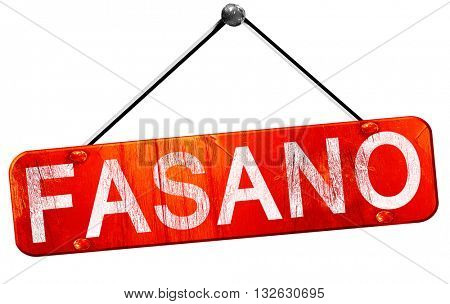 Fasano, 3D rendering, a red hanging sign