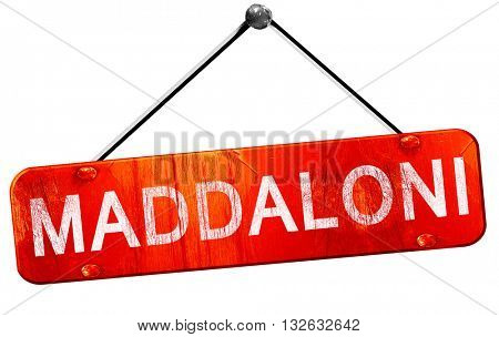 Maddaloni, 3D rendering, a red hanging sign