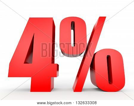 Discount 4 Percent Off. 3D Illustration.