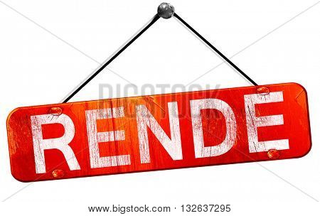 Rende, 3D rendering, a red hanging sign