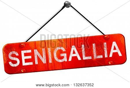 Senigallia, 3D rendering, a red hanging sign