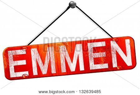 Emmen, 3D rendering, a red hanging sign