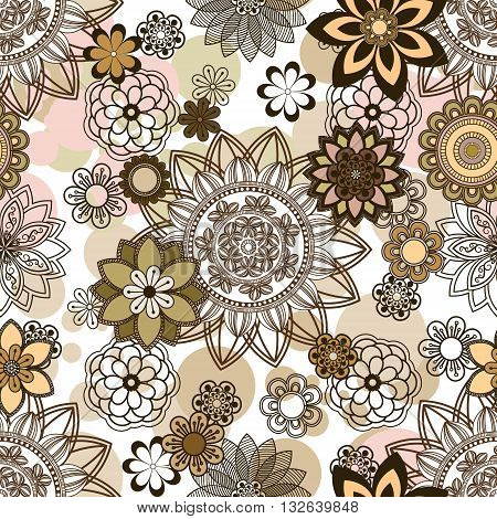 Mandala pattern floral elements decorative ornament. Seamless pattern background. Arab Asian ottoman motifs. Vector illustration