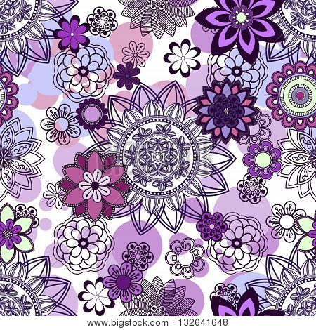 Mandala pattern floral elements decorative ornament. Seamless pattern background. Arab Asian ottoman motifs. Vector illustration
