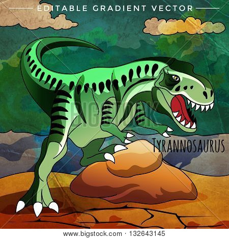 Tyrannosaurus. Vector illustration of a dinosaur in its habitat.