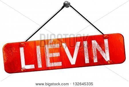 lievin, 3D rendering, a red hanging sign