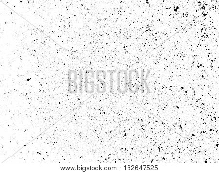Scratched paper texture. Distressed cardboard texture. Black and white colored grunge background. Wrinkled paper texture overlay. Abstract background. Vector illustration