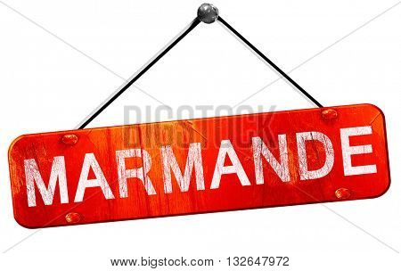 marmande, 3D rendering, a red hanging sign