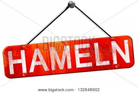 Hameln, 3D rendering, a red hanging sign