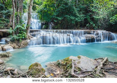 Deep forest waterfall in national park Thailand(Waterfall Huay Mae Kamin)