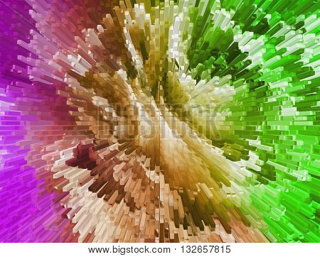Impressionism Painting With Extrusion Effect, Colored Floral Background, Bright Colorful Abstract, E