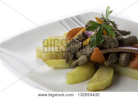 lomo saltado a peruvian plate really good