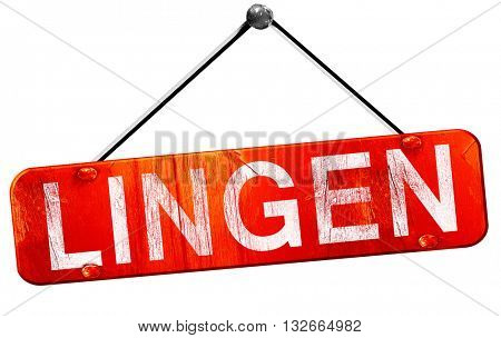 Lingen, 3D rendering, a red hanging sign