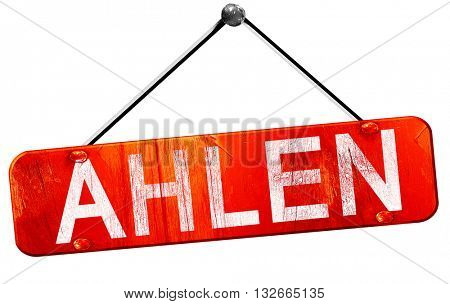 Ahlen, 3D rendering, a red hanging sign
