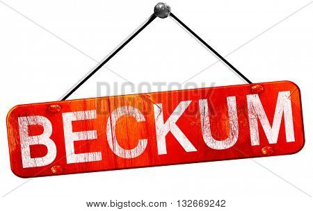 Beckum, 3D rendering, a red hanging sign