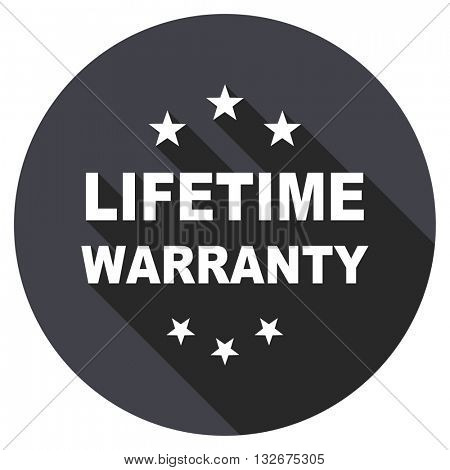 lifetime warranty vector icon, circle flat design internet button, web and mobile app illustration