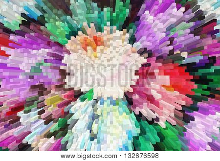 Impressionism Painting With Extrusion Effect, Colored Floral Background, Bright Colorful Abstract, E