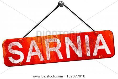 Sarnia, 3D rendering, a red hanging sign