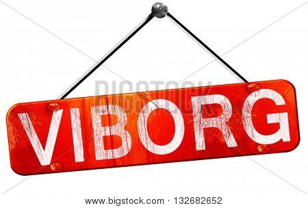 Viborg, 3D rendering, a red hanging sign