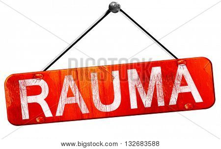 Rauma, 3D rendering, a red hanging sign