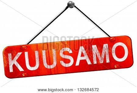 Kuusamo, 3D rendering, a red hanging sign