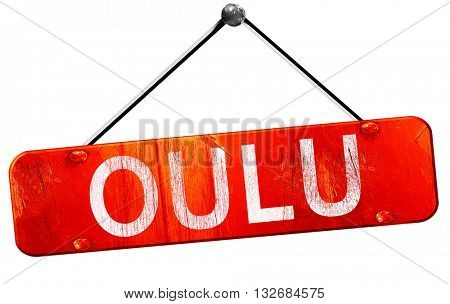 Oulu, 3D rendering, a red hanging sign