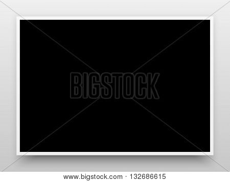 A2 black poster realistic template, mock-up with margins, realistic shadow and light background for design concepts, presentations, web, identity, prints. Vector illustration.