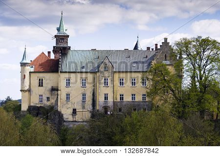 Hruba Skala Castle On Sandstone Cliff In The Czech Republic