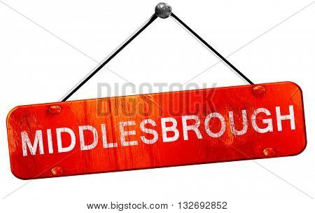 Middlesbrough, 3D rendering, a red hanging sign