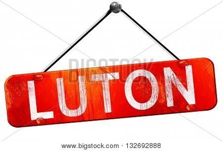 Luton, 3D rendering, a red hanging sign