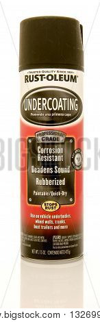 Winneconne WI - 31 May 2016: Can of Rust-Oleum undercoating on an isolated background
