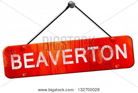 beaverton, 3D rendering, a red hanging sign