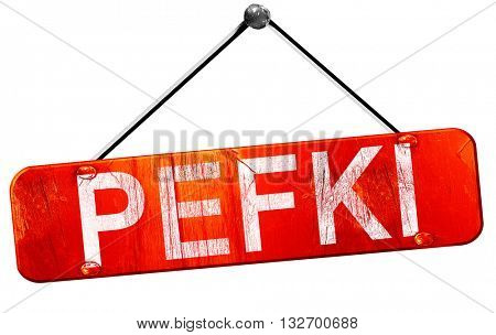 Pefki, 3D rendering, a red hanging sign